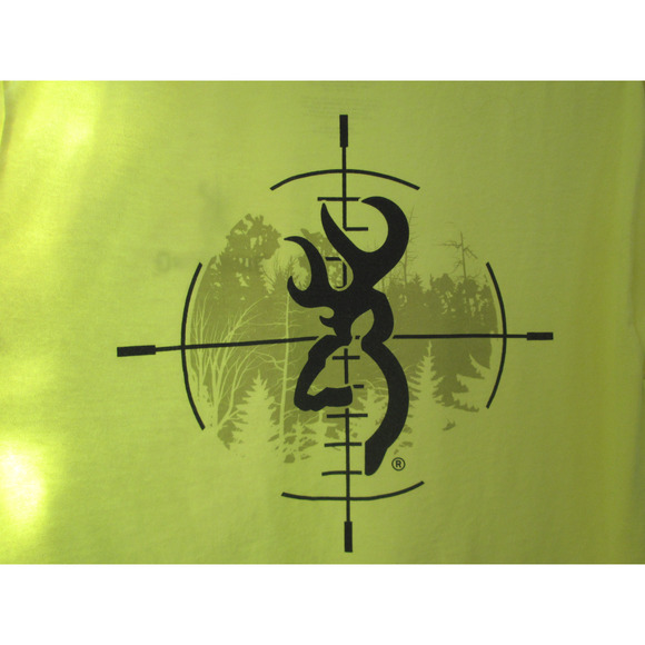 Browning bulls-eye bright yellow-green t-shirt, medium, very good condition - Picture 1 of 4